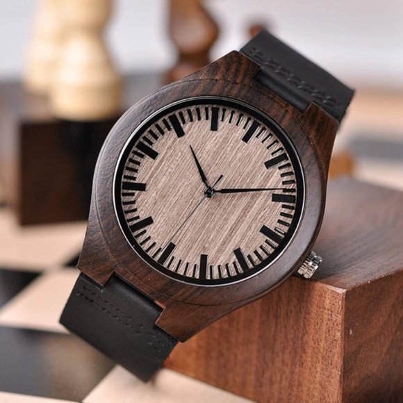 New Leather Wood Watch Natural - Picture 3 of 4